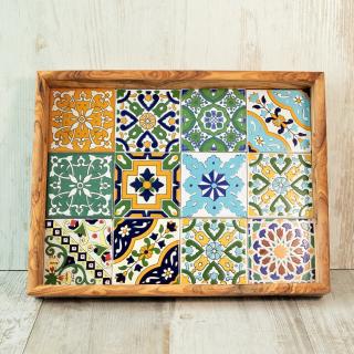 Drevený podnos PATCHWORK z olivového dreva Veľkosť: grande 43 x 33 x 4 cm