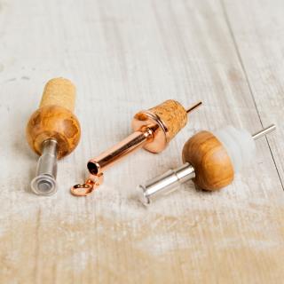 OLIWOOD Nálievka na fľašu z olivového dreva - set 3 ks