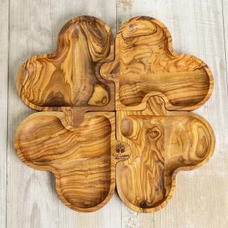 Puzzle misky srdcové z olivového dreva 4 ks