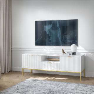 PROXIMA.store - Dizajnový televízny stolík - NOVA FARBA: biela, FARBA NÔH: zlatá