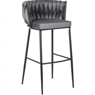 PROXIMA.store - Luxusná barová stolička FLORES FARBA: sivá, FARBA NÔH: čierna