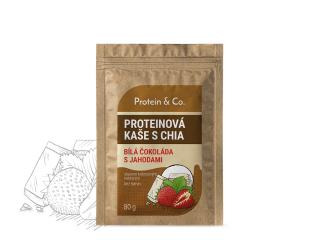 Protein&co. Proteínová kaša s chia 80 g Zvoľ príchuť produktu: Jahoda a biela čokoláda