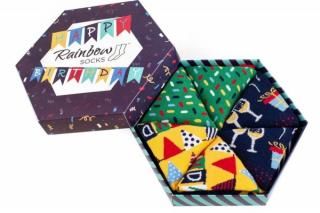 Darčekové balenie ponožiek - Happy Birthday Box (3 páry) Veľkosť: 36-40