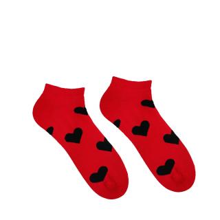 Veselé ponožky Srdiečko Červené - členkové Velikost: 43-46