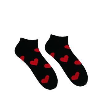 Veselé ponožky Srdiečko Čierne - členkové Velikost: 43-46