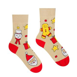 Veselé ponožky  Vianočný čas je Christmas time  - béžové detské Velikost: 25-29