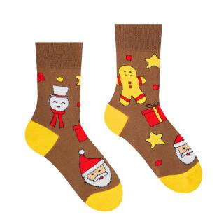 Veselé ponožky  Vianočný čas je Christmas time  - hnedé detské Velikost: 25-29