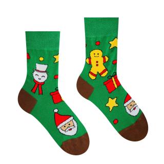 Veselé ponožky  Vianočný čas je christmas time  - zelené detské Velikost: 25-29