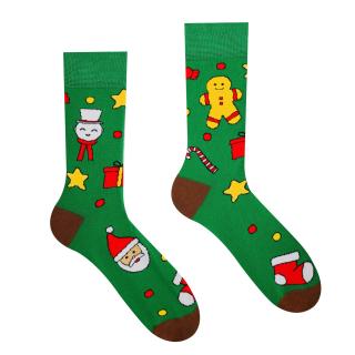 Veselé ponožky  Vianočný čas je Christmas time  - zelené Velikost: 35-38