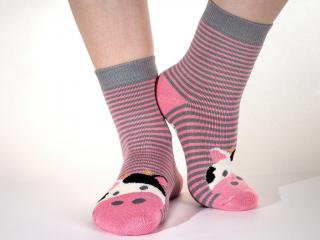 Veselé Termo ponožky Kravička - protišmykové Veľkosť: 35-38