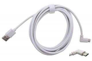 Kabeláž nabíjacia (dĺžka 2,5 m) na USB A / USB C; USB typ C; 90° konektor; biela