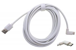 Kabeláž nabíjacia (dĺžka 4 m) na USB A / USB C; USB typ C; 90° konektor; biela