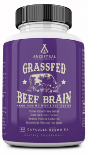 Ancestral Supplements, Grass-fed Beef Brain, hovězí mozek, 180 kapslí, 30 dávek  Výživový doplnok