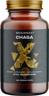 BrainMax Chaga extrakt, rezavec šikmý, 500 mg, 100 rastlinných kapsúl  Extrakt z plodnice Chagy sibírskej