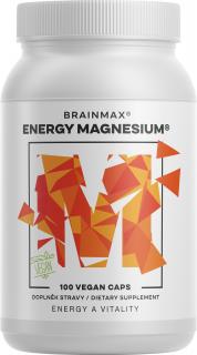 BrainMax Energy Magnesium®, 1000 mg, Horčík Malát 200 mg, 100 kapsúl  Vysoko vstrebateľný organický energizujúci horčík, 53% DDD v jednej kapsuli,…