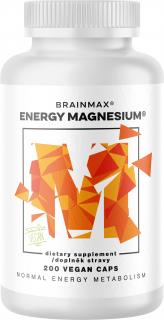 BrainMax Energy Magnesium® 1000 mg, Horčík Malát 200 mg, 200 kapsúl  Vysoko vstrebateľný organický energizujúci horčík, 53% DDD v jednej kapsule,…