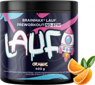 BrainMax LAUF Preworkout, bez kofeínu, červený pomaranč, 400 g  Predtréningový nápoj bez obsahu stimulantov