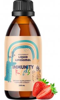 BrainMax Lipozomálny komplex Vitamínov pre deti, Podpora Imunity, jahoda, 200 ml  BrainMax Liquid Liposomal Immunity Kids, Vitamín C, D, Zinok a Beta…