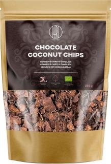 BrainMax Pure Chocolate Coconut chips, Kokosové chipsy v čokoláde, BIO, 250 g  * CZ-BIO-001 certifikát