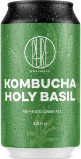 BrainMax Pure Kombucha Holy Basil, Kombucha, bazalka, 330 ml  Fermentovaný nápoj zo zeleného čaju