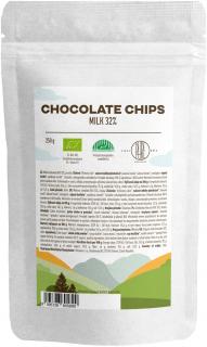 BrainMax Pure Milk Chocolate Chips, čokoládové chipsy z mliečnej čokolády, BIO, 250 g  *CZ-BIO-001 certifikát