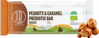 BrainMax Pure Peanuts & Caramel Prebiotic Bar, prebiotická tyčinka, arašidy a karamel, BIO, 60 g  *CZ-BIO-001 certifikát