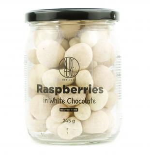 BrainMax Pure Raspberries in White Chocolate, Lyofilizované maliny v bielej čokoláde, 245 g