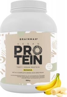 BrainMax Vegan protein, 1000 g  24 g bielkovín, 5,29 g BCAA, Kompletné Amino spektrum, Sladené stéviou, doplnok stravy Príchuť: Banán