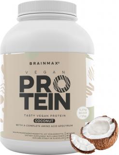 BrainMax Vegan protein, 1000 g  24 g bielkovín, 5,29 g BCAA, Kompletné Amino spektrum, Sladené stéviou, doplnok stravy Príchuť: Kokos