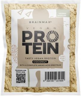 BrainMax Vegan protein, Kokos, 35 g, VZORKA  24 g bielkovín, 5,29 g BCAA, Kompletné Amino spektrum, Sladené stéviou