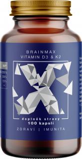 BrainMax Vitamin D3 & K2, D3 5000 IU / K2 ako MK7 all-trans K2VITAL®DELTA 150 mcg, 100 rastlinných kapsúl
