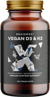 BrainMax Vitamin D3 & K2 VEGAN 4000 IU / K2 ako MK7 all-trans K2VITAL®DELTA 150 mcg, 100 rastlinných kapsúl  Vegánsky vitamín D3 a vitamín K2