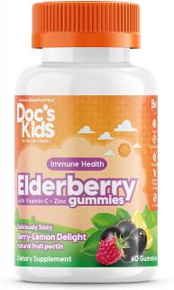 Doctor’s Best Children's Elderberry gummimes, Baza s vitamínom C a zinkom  (podpora imunity pre deti), 60 gumových medvedíkov