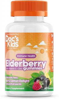 Doctor’s Best Childrens Elderberry gummimes, Baza s vitamínom C a zinkom  (podpora imunity pre deti), 60 gumových medvedíkov