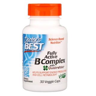 Doctor's Best Fully Active B komplex, (Vitamíny B a kyselina listová v aktivovaných formách) 30 rostlinných kapslí, Expirace: 30.6.2023  Expirace:…
