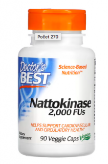 Doctor's Best Nattokinase, 2000 FUs, 90 rostlinných kapslí