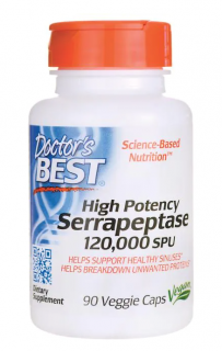 Doctor's Best Serrapeptase 120 000 SPU (serapeptáza), Vyššia účinnosť, 90 rastlinných kapsúl