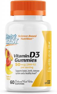 Doctor’s Best Vitamin D3 Gummies (vitamín D3), Mango, 60 gumových medvedíkov