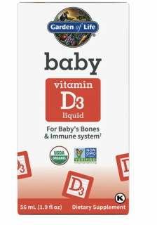 Garden of Life Baby Vitamin D3 Liquid, vitamín D3 pro děti, 56 ml  Expirácia: 3/2024