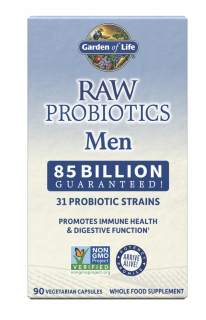 Garden of Life Raw Probiotic Men, probiotika pro muže, 85 miliard, 31 probiotických kmenů, 90 kapslí