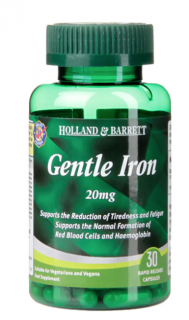 Holland & Barrett Gentle Iron (železo), 20 mg, 30 kapsúl