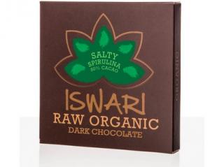 Iswari BIO RAW čokoláda - Dark Salty Spirulina, 75 g