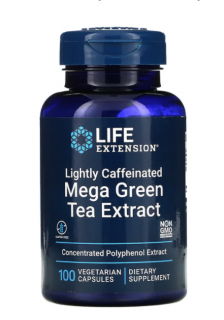Life Extension Caffeinated Mega Green Tea Extract, extrakt zo zeleného čaju s kofeínom, 100 rastlinných kapsúl