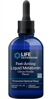 Life Extension Fast-Acting Liquid Melatonin (tekutý melatonín), vanilka, 59 ml