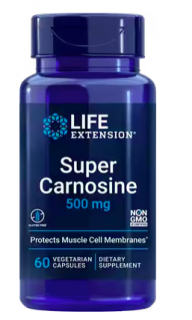 Life Extension Super carnosine, karnosin, 500 mg, 60 rostlinných kapslí  Vitamín B1 a antioxidant na podporu regenerácie svalov / Expirácia 11/2023