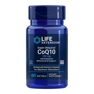 Life Extension Super Ubiquinol CoQ10 with Enhanced Mitochondrial Support, koenzym Q10, 100 mg, 60 softgelových kapslí  Výživový doplnok