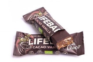 LifeFood - Tyčinka Lifebar InChoco tyčinka vanilková s kakaovými boby RAW, BIO, 40 g  *CZ-BIO-002 certifikát