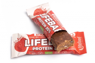 LifeFood - Tyčinka Lifebar Protein tyčinka jahodová, BIO, 47 g  *CZ-BIO-002 certifikát