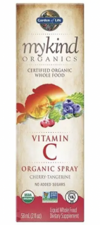 Mykind Organics Vitamin C Organic spray, Vitamín C ve spreji, třešeň a mandarinka, 58 ml