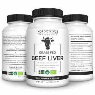 Nordic Kings - Hovädzia pečeň v BIO Grass-fed kvalite, 180 kapsúl